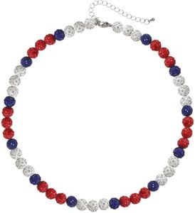 COGU Ice Collection Necklace - Bling Necklace - Baseball Bling Necklace - Athlete Necklace Inspired Jewelry for Competitive Athletes, Stylish Sports Accessory (White/Red/Blue)