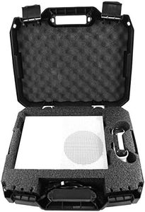 CASEMATIX Travel Case Compatible with Xbox One S - Hard Shell Carrying Case with Protective Foam Compartments for Console, Controller, Power Adapter, Games and More Accessories, Case Only