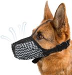 Dog Muzzle, Air Mesh Breathable Muzzle for Medium Large Sized Dogs to Anti & Prevent Biting Barking Chewing, Soft Basket Muzzle for German Shepherd Dog with Reflective & Adjustable Strap(Grey-M