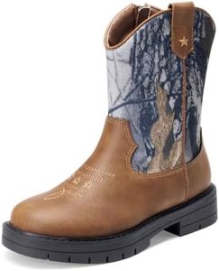 DREAM PAIRS Boys Girls Cowboy Boots Kids Western Riding Mid Calf Boots with Side Zipper (Toddler/Little Kid/Big Kid),Size 7 Toddler,Brown/Camo,KKUMMB2504