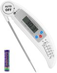 Criacr Meat Thermometers, Digital Cooking Thermometer, High Accuracy Food Thermometer, Instant Read Foldable Meat Probe Kitchen Thermometer for Kitchen Cooking, BBQ, Milk, Christmas (White)