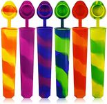 Silicone Ice Pop Molds Set of 6, maxin Mold Colored Rainbow Swirl Ice Popsicle Mold Maker with Attached Lids. (Asorted Color)