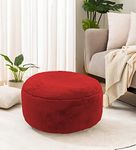 Pouffes Sitting Stool for Living Room Poof Mudda Puffy Ottoman Stools Poof Footstool Pouf for Office Home Decor Footrest Pouf Foot Stool ottoman upholstered foam cushioned pouffe puffy for foot rest home furniture Stool for Bedroom Ottoman pouffes for Sitting floor cushions (floor cushion red color round)