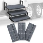 HOMEE RV Step Covers 3 Packs, Camper Step Covers 23 Inch Wide RV Step Rugs, RV Stair Covers with Install Hook Fit 8" to 11" RV Stair Treads,Non-Slip Outdoor RV Step Carpet