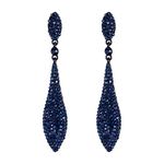 EVER FAITH Navy Blue Earrings for Women Wedding Party Sparkly Rhinestone Crystal Teardrop Dangle Earrings for Brides Bridal Black-Tone