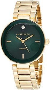 Anne Klein Women's Genuine Diamond Dial Bracelet Watch, Gold/Green, Contemporary