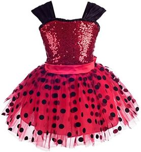 Dressy Daisy Girls Polka Dots Ladybug Costume Tutu Dress Halloween Christmas Fancy Party Outfit Size 8-10, Red