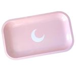 Brando Moon Medium Metal Tray - Lightweight Curved Edges and Smooth Surface (Pink)