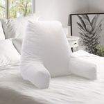 Cheer Collection Foam-Filled TV and Reading Pillow in White with Removable Microplush Washable Cover