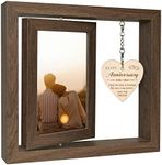 Happy Anniversary Frame Gifts for Her Him Girlfriend Couples, Rustic Wood Floating Anniversary Picture Frame Display Two 4x6 with Gift Box