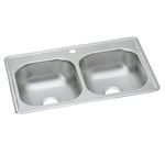 Elkay DSE233191 Dayton Elite 20 Gauge Stainless Steel Double Bowl Top Mount Kitchen Sink, 33 x 19 x 8"