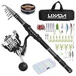 Lixada Fishing Rod Reel Combo Telescopic Fishing Rod with Fishing Line, Fishing Lures Kit & Accessories and Carrier Bag for Saltwater Freshwater Fishing Accessories Kit