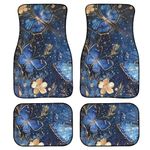 Biyejit Blue Butterfly Car Floor Mats Plumeria Carpet Floor Mats for Cars, Universal Fit Automotive Floor Mats Carpet Protector Mat for Most Sedan, SUV, Truck Floor Mats Set of 4