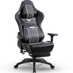 Drogo Ergonomic Gaming Chair with 4D Armrest, Adjustable Seat Pu Leather & Foot Rest | High Back Computer Chair with Large Head & Lumbar Support Pillow | Home & Office Chair with Full Recline (Black)