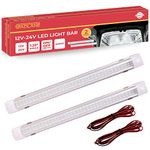 GADLANE 12V LED Lights for Car - Ultra-Bright 12V LED Strip Light Bar For Van, Campervan & Car LED Interior Lights with On/Off Switch - 6000K - 2 x Extension Cable & 2 x LED Car Lights 34cm