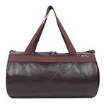 AUXTER Blacky Leatherette Gym Bag Duffel Bag Shoulder Bag for Men and Women Emboss Logo (Brown)