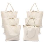 Canvas Tote Bag with Zipper, 6 PACKS Segarty Cotton Bags with Handles, 12Oz Thick Reusable Washale Grocery Shopping Bags Plain Bags for Women Teacher Kids DIY Art Crafts Painting Embroidery Decoration