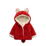 Bold N Elegant Wool Fur Warm Winter Kids Outerwear Hood Baby Jacket Coat Blanket with Rainbow stripes for Infant Toddler Boy Girl Kids (1-2 Years, Red)