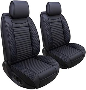 Aierxuan Front Car Seat Covers Waterproof Leather Universal for Chevy Acura Lexus Jetta Tiguan Jeep Wrangler Liberty Cherokee Mitsubishi Outlander Kia Hyundai Accent Audi (2 Pcs Front/Black)