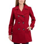 Anne Klein Women's Classic Double Breasted Coat, Red, Medium