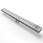 BESTTEN Stylish 28 Inch Linear Shower Drain, Mordern Onde Style Designer Pattern, Rectangular Floor Drain with Adjustable Leveling Feet and Hair Strainer, CUPC Certified, Brushed 304 Stainless Steel