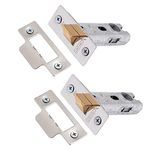 XFORT Tubular Latch, Polished Chrome, Tubular Door Latch for Internal Wooden Doors, (2 Pack, 75mm)