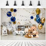 First Birthday Balloons Gifts Decor Baby Boy Girl 1st Bday Photography Backdrop Cake Smash Backdrop Banner Bear Baby Shower Backdrop Twinkle Twinkle Little Stars Portrait Background (7x5ft)