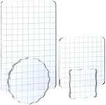 Whaline Large Acrylic Stamp Block Clear Stamping Tools Set with Grid Lines for Art Crafts Scrapbooking, 4 Pack