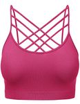 Women's Novelty Bras Criss-Cross Front Seamless Triple Bralette Sports Bra Magenta 1XL2XL