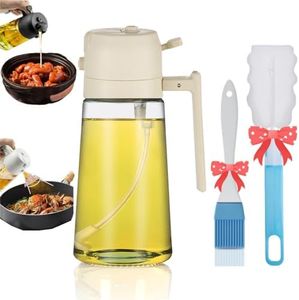 ZLSSETEC Upgraded 2 in 1 Oil Dispenser and Mister, 16oz/470ml Food-grade Oil Sprayer for Cooking, Salad, BBQ (White)