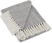 DII Herringbone Striped Collection Cotton Throw Blanket, 50x60, Gray