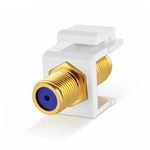 TNP Coaxial F Connector RG-6 Keystone Jack Insert Snap in Adapter Port Female Gold Plated Digital Coax Inline Coupler for Wall Plate Outlet Panel