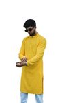 LookMark Present Men's Pure Rayon Chikankari Sequins Kurta||Men's Chikankari Yellow Coloured Kurta|| AZ-LM-OG-Kurta 11 Yellow-L