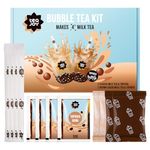 TeaJoy Bubble Tea Kit Classic & Brown Sugar (Makes 4 Drinks) | Milk Tea & Brown Sugar Tea Powders with Instant Tapioca Pearls | Just Add Milk & Ice | Vegan & Dairy-Free | Boba Straw & Cup