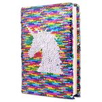 Sequin Secret Diary for Girls, 8.5x5.5 Inches 160 Lined Pages Colorful Reversible Sequin Kids Journal for Teenage Boys & Girls Notebook Unicorn Gifts for Girls Birthday Presents 6 7 8 9 10 Years Old