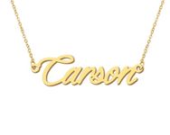 18k Gold Plated Carson Name Necklace for Womens Mens Stainless Steel Birthday Father Day Jewelry