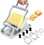 Garvee Commercial Cheese Slicer, 1cm/2cm Stainless Steel Wire Cheese Cutter, Block Cheese Cutter Butter Cutting Board Machine for Home Kitchen Restaurant, Silver