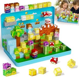 hunloot Magnetic Blocks for Kids Travel: 100PCS Portable Tin & Tiles - Adventure Figures 40-50dB Quiet 60-Min Play - Compact Car Plane Activities Ages 3-8