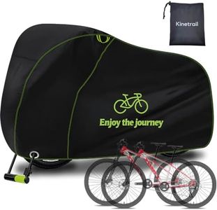 Kinetrail Bike Cover for 2 Bikes Waterproof Outdoor, Ebike Cover Rain Sun UV Dust Wind Proof, Bicycle Covers Outdoor Storage with Lock Hole for Electric Bike Mountain Road Bikes