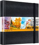 Sketchbook PU Hardcover, Ohuhu 78 Sheets/156 Pages Mixed Media Sketchbook, Heavyweight Paper(200gsm) Durable Acid Free, Art Supplies for Wet and Dry Media, Pencils Charcoal Acrylic, 8.3"x8.3"