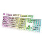 HK Gaming Pudding Keycaps Set | Doubleshot PBT Keycap Set | Full 108 OEM Profile Key Set | ANSI US-Layout | For Mechanical Keyboard | Compatible with Cherry MX, Gateron, Kailh, Outemu | White