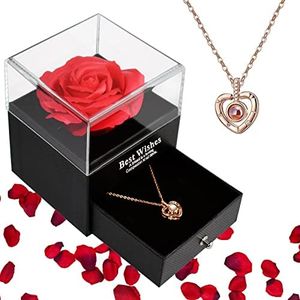 Rosa Eterna Regalos Originales para Mujer Rosa Preservada con Amor Flores Preservadas Hecha a Mano con Caja de Joyería Regalo Madre Novia Amiga Cumpleaños Aniversario Boda San Valentin Dia de la Madre