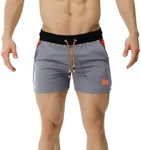 BROKIG Men's Gym Sport Shorts, Lightweight Workout Fitness Running Shorts 5" Quick Dry Exercise Bodybuilding Shorts Zip Pocket(Dary Grey,Medium)