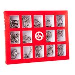 Holzsammlung Set of 15 Brain Teaser Metal Wire Puzzles, Classical Mini Metal Puzzles Set, Mind Game IQ Challenge Puzzle Games IQ Test Toy Knots Lock Puzzle Gift for Adults Teenagers Kids