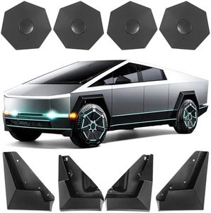 KSGMFED 4PCS Wheel Center Caps and Mud Flaps Compatible with Tesla Cybertruck