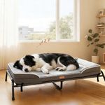 Lekespring Raised Dog Bed, Large Dog Sofa Bed, All Season Washable Elevated Bed for Cat Pet, 2-in-1 Design Orthopedic beds, Steel Frame with Breathable Mesh & Removable Cover，Gray，99x76x26cm