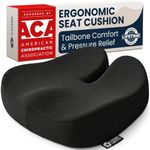 5 STARS UNITED Seat Cushion - Memory Foam Chair Cushion for Tailbone Pain Relief - Ergonomic Support for Coccyx, Sciatica & Butt - Office, Desk & Gaming Chair, Car Seat, Wheelchair, Black