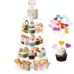 5 Tier Round Large Acrylic Cupcake Stand with 20 Cake Plugin,Clear Glass Dessert Stand,Acrylic Display Stands Cupcake Tower Pastry Tower for Wedding, Birthday,Bar Parties