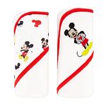 Disney Cudlie Baby Boy Mickey Mouse 2 Pack Rolled/Carded Hooded Towels in Happy Place Print