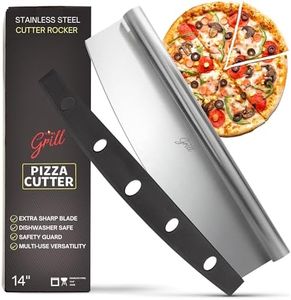 Pizza Cutter Rocker Blade Knife by Hans Grill | 14" Large Japanese Slicer Grade Sharp Stainless Steel Rocking Pizza Knife Cutter | Professional Nonstick Pizza with Cover for Kitchen Accessories